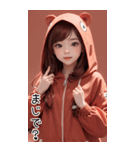 可愛い帽子Tガール紅日常用語2（個別スタンプ：35）