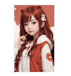 可愛い帽子Tガール写真（個別スタンプ：5）