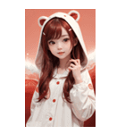 可愛い帽子Tガール写真（個別スタンプ：17）
