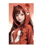 可愛い帽子Tガール写真（個別スタンプ：35）