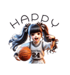 可愛い少女×バスケットボール！3Dリアル（個別スタンプ：1）