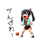 可愛い少女×バスケットボール！3Dリアル（個別スタンプ：9）