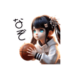可愛い少女×バスケットボール！3Dリアル（個別スタンプ：32）