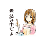 料理するふつうの女の子（個別スタンプ：14）