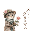 お祝い.おめでとう.ビンテージ水彩画のねこ（個別スタンプ：18）