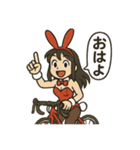 ロードバイクに乗るバニーガールスタンプ2（個別スタンプ：10）