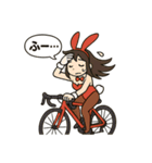 ロードバイクに乗るバニーガールスタンプ2（個別スタンプ：15）