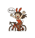 ロードバイクに乗るバニーガールスタンプ3（個別スタンプ：1）