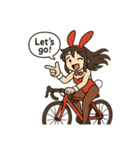 ロードバイクに乗るバニーガールスタンプ3（個別スタンプ：2）