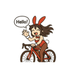 ロードバイクに乗るバニーガールスタンプ3（個別スタンプ：4）