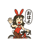 ロードバイクに乗るバニーガールスタンプ3（個別スタンプ：5）