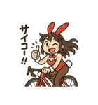 ロードバイクに乗るバニーガールスタンプ3（個別スタンプ：6）