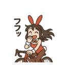ロードバイクに乗るバニーガールスタンプ3（個別スタンプ：13）