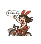 ロードバイクに乗るバニーガールスタンプ3（個別スタンプ：15）