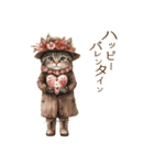 お祝い/おめでとう/ビンテージ水彩画ねこ#2（個別スタンプ：21）