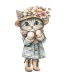 お祝い/おめでとう/ビンテージ水彩画ねこ#2（個別スタンプ：35）