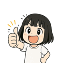黒髪ショートの女の子（個別スタンプ：1）