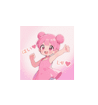 ラブリーチュ 韓国語 日本語（個別スタンプ：1）