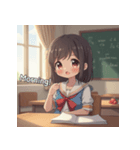 かわいい女子高生スタンプ英語ver.（個別スタンプ：2）