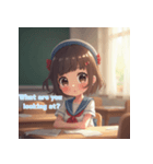 かわいい女子高生スタンプ英語ver.（個別スタンプ：6）