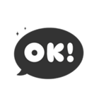 ▶️動く⬛LINEフキダシ楕円❶⬛モノクロ（個別スタンプ：3）