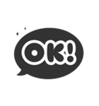 飛び出す⬛LINEフキダシ楕円❶⬛ブラック（個別スタンプ：3）