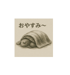 ミドリガメ（水墨画風）（個別スタンプ：14）