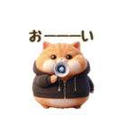 毎日使える★黒いパーカーのまんまる猫（個別スタンプ：8）