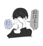 モノクロ系男子。（個別スタンプ：5）