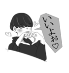 モノクロ系男子。（個別スタンプ：15）