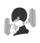 モノクロ系男子。（個別スタンプ：23）