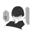 モノクロ系男子。（個別スタンプ：28）