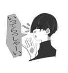 モノクロ系男子。（個別スタンプ：34）