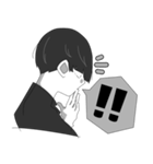 モノクロ系男子。（個別スタンプ：37）