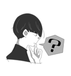 モノクロ系男子。（個別スタンプ：38）