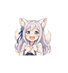 表情豊かな狐少女スタンプ（個別スタンプ：9）