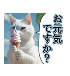 飛び出す★夏を感じる・白猫【夏、海】（個別スタンプ：22）