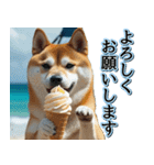 飛び出す★夏を感じる・芝犬【夏、海】しば（個別スタンプ：5）