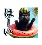 飛び出す★夏を感じる・黒猫（個別スタンプ：9）