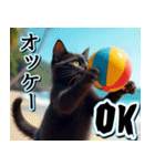 飛び出す★夏を感じる・黒猫（個別スタンプ：11）