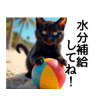 飛び出す★夏を感じる・黒猫（個別スタンプ：17）
