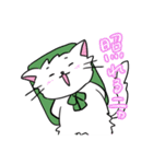 座布団を背中に担いだねこスタンプ♪（個別スタンプ：1）