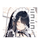 片目隠しの黒髪メイド女子スタンプ（個別スタンプ：38）