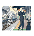 駅のホームで傘ゴルフ（個別スタンプ：5）