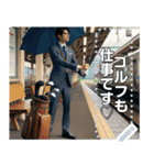 駅のホームで傘ゴルフ（個別スタンプ：7）
