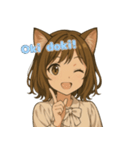 キュートな猫娘スタンプ 英語ver.（個別スタンプ：4）