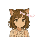 キュートな猫娘スタンプ 英語ver.（個別スタンプ：5）