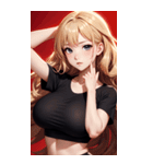 金色の長髪の女の子の写真（個別スタンプ：7）