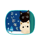 【再販】黒猫クロスケと白猫コシロのお正月（個別スタンプ：10）