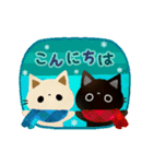 【再販】黒猫クロスケと白猫コシロのお正月（個別スタンプ：18）